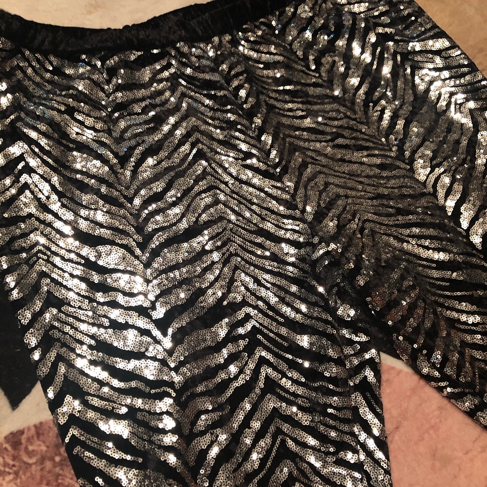 Sequins over velvet leggings